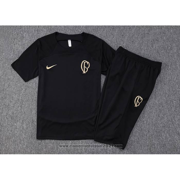 Fato de Treino Corinthians Manga Curta 2023-2024 Preto - Calcas Curta